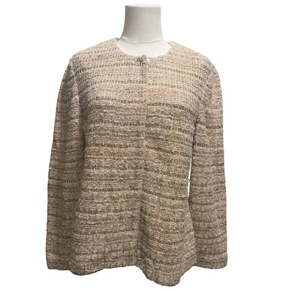 Vintage St. John Tweed Boucle Cream Jacket Blazer Classic Knit Chic Sz 8 Luxury - Picture 1 of 10